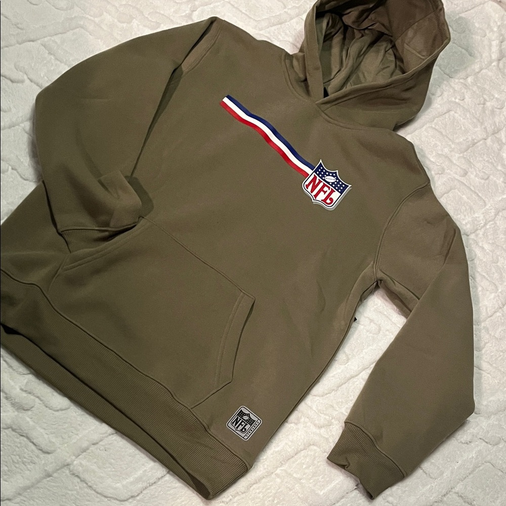 🏈FOOTBALL NFL Olive Hoodie with Red and Blue Stripe